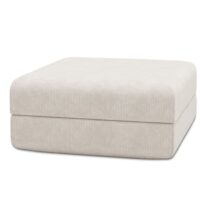 Pouf convertible et modulable 1 place en velours côtelé blanc-Velours-Blanc-kimo.