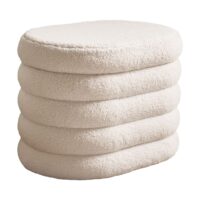 Pouf de rangement en polyester beige--Beige-Petite Amélie