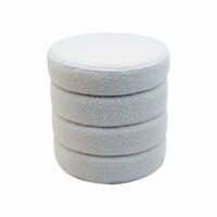 Pouf de rangement rond en tissu blanc-Tissu-Blanc-Mobili Rebecca