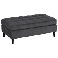 Pouf en anthracite en velours côtelé-Velours-Gris-Loft24