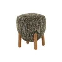 Pouf en chêne massif et tissu vert-Tissu-Vert-WOODEK