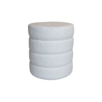 Pouf en tissu bouclette blanc et structure en bois-Tissu-Blanc-Now's Home