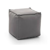 Pouf en tissu gris 45x45 cm-Tissu-Gris-Dmora