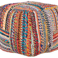 Pouf en tissu multicolore 40x40cm-Tissu-Multicolore-Beliani