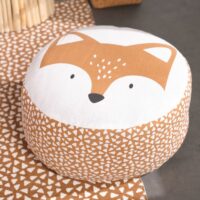 Pouf impirmé animalier coton  20x45 cm orange-Coton-Orange-Today