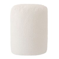 Pouf ottoman en bouclette blanc crème--Blanc-MX HOME