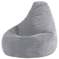 Pouf poire enfant à dossier haut velours côtelé gris clair-Velours-Gris-Icon