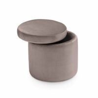 Pouf rangement rond fait en Italie en velours  tourterelle 60x49 cm-Velours-Taupe-That's Casa
