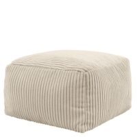 Pouf repose-pieds carré velours côtelé beige galet-Velours-Beige-Icon