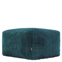 Pouf repose-pieds carré velours côtelé bleu canard-Velours-Vert-Icon