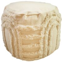 Pouf rond texturé bohème 100% coton-Coton-Beige-Future Home