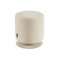 Pouf tissu chenille beige sable et pied métal pivotant-Métal-Beige-Pantone