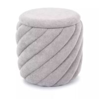 Pouf tissu gris clair rangement intégré structure arrondie 42x42x41cm-Tissu-Gris-Meubles & Design