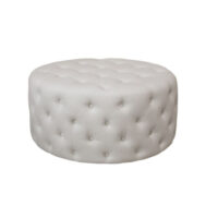 Pouffe fauteuil en lin beige antique ø.90 x ht.40 cm-CHEMIN DE CAMPAGNE