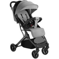 Poussette buggy pliable avec harnais à 5 points et frein gris--Gris-Tectake