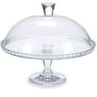Présentoir à gâteau sur pied en verre transparent avec cloche-Verre-Transparent-pasabahce