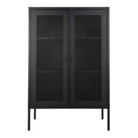 Rangement 2 portes grillagées en acier noir 80x120 cm--Noir-Moloo