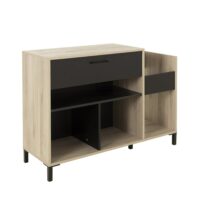 Rangement vinyles effet bois clair et noir-Bois-Marron-Diagone