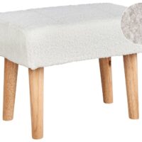 Repose-pied bouclé blanc--Blanc-Beliani