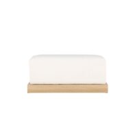 Repose-pieds en tissu bouclette et bois - Écru-Tissu-Blanc-Venture Home