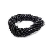 Rond de serviette en perles noires 6x6 cm--Noir-Bazar Bizar