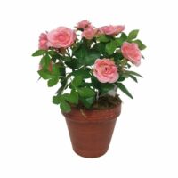 Rosier plante fleur artificielle extérieur cimetière tissu rose 23 cm-Tissu-Marron-CHEMIN DE CAMPAGNE