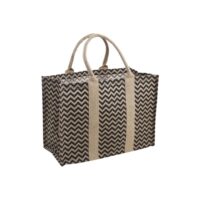 Sac en jute plastifiée chevron noir--Beige-Aubry Gaspard