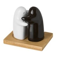 Salière et poivrière couple noir et blanc en céramique-Céramique-Blanc-Unimasa