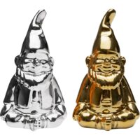 Salière et poivrière nains doré et argenté en porcelaine-Porcelaine-Multicolore-Kare Design