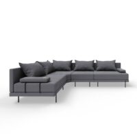 Salon d'angle de jardin en bois BAHAMA M gris foncé droit-Bois-Gris-Trada