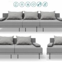 Salon de jardin 2 Canapés + 1 Fauteuil en bois BAHAMA gris-Bois-Gris-Trada
