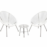 Salon de jardin 2 places en acier  blanc--Blanc-Ozalide