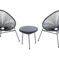Salon de jardin 2 places en acier noir--Noir-Habitat & Jardin