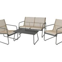 Salon de jardin 4 places en résine tressée gris / marron-Résine-Gris-Best Mobilier