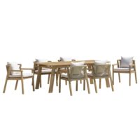 Salon de jardin acacia et cordage synthétique beige--Marron-MACABANE