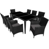 Salon de jardin aluminium anti uv 2 sets de housse noir polyester-Aluminium-Noir-Tectake