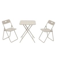 Salon de jardin bistrot pliable 3 pièces en acier beige--Beige-Urban Cocon