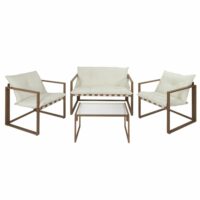 Salon de jardin blanc et marron--Blanc-The Home Deco Factory