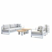 Salon de jardin blanc L254 x P79.5 x H65 cm--Blanc-Au jardin de Chloé