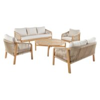Salon de jardin bois d'acacia et cordes beige-Bois-Beige-sweeek