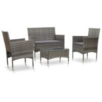 Salon de jardin confortable 4 pièces métal gris-Métal-Gris-Home Maison