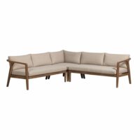 Salon de jardin en bois d’acacia 5 personnes sable-Bois-Beige-WOOOD