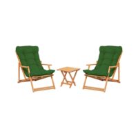 Salon de jardin en bois vert pour 2 personnes-Bois-Vert-Dmora