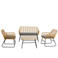 Salon de jardin en rotin et metal gris--Gris-Nordlys