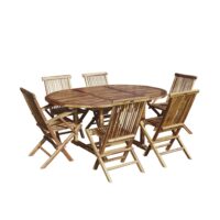 Salon de jardin en teck huilé massif extensible 6/8 pers.-Teck-Marron-BERAH GETAH