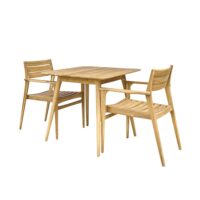 Salon de jardin en teck massif 2/4 pers.-Teck-Beige-BERAH GETAH