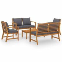 Salon de jardin meuble bois marron 120 x 60.5 x 81 cm-Bois-Marron-Helloshop26