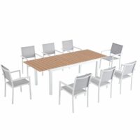 Salon de jardin repas 8 places en aluminium-Aluminium-Gris-Concept Usine