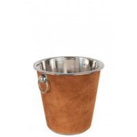 Seau à glace rond cuir Cognac H20cm--Marron-J-line