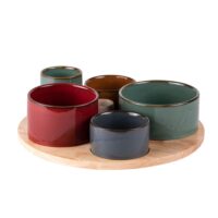 Service apéritif  6 pièces   multicolores en porcelaine-Porcelaine-Multicolore-Table passion